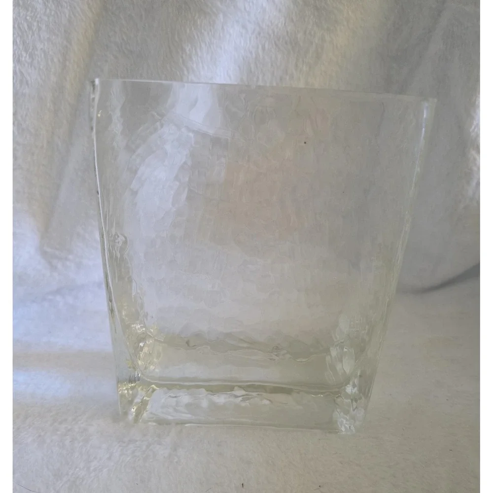Vintage Southern Living Textured Glass Vase – Wavy Block Planter (5.75
